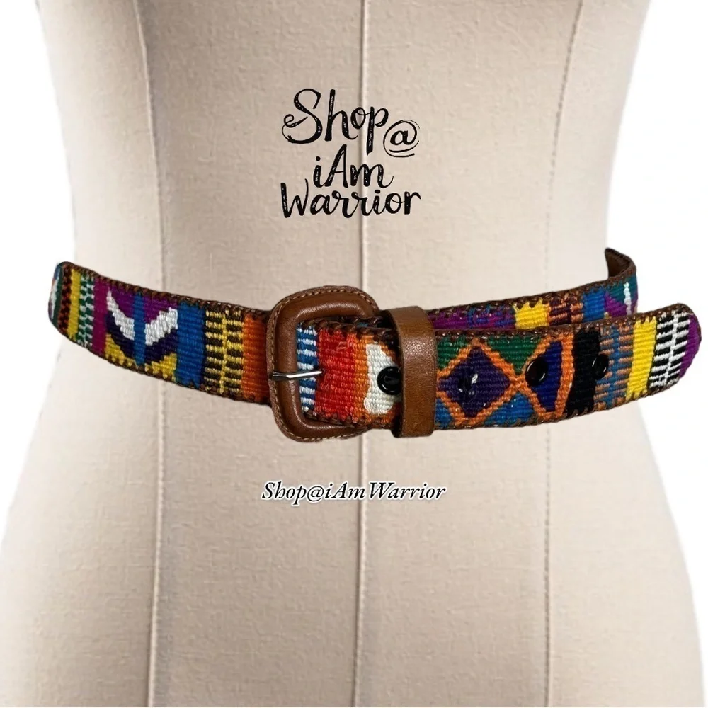 Guatemalan genuine leather hand made embroidered unisex belt *shop@iamwarrior